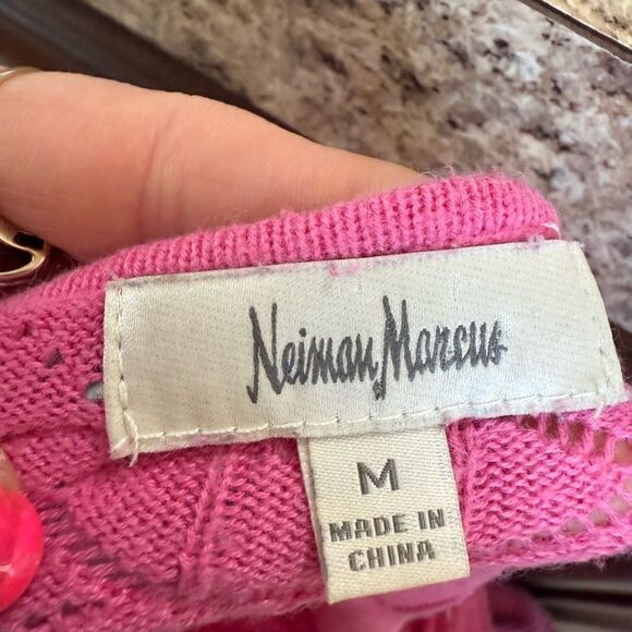 Neiman Marcus Pink Ruffled Flutter Sleeve Blouse - Picture 7 of 9